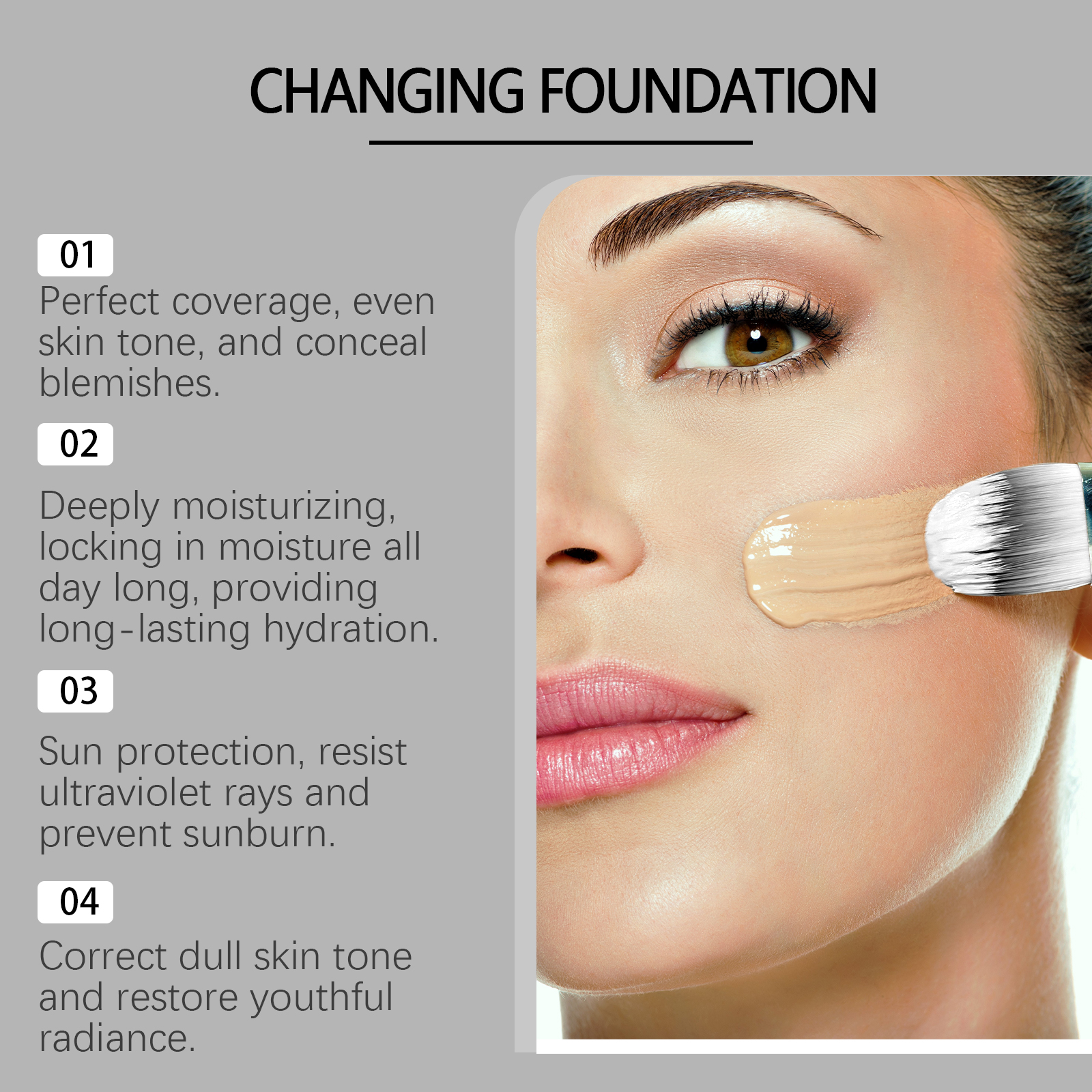 Temperature Changing Foundation Moisturizing Nourishing Natural Light Concealing Brightening Youth Radiant Skin Glow