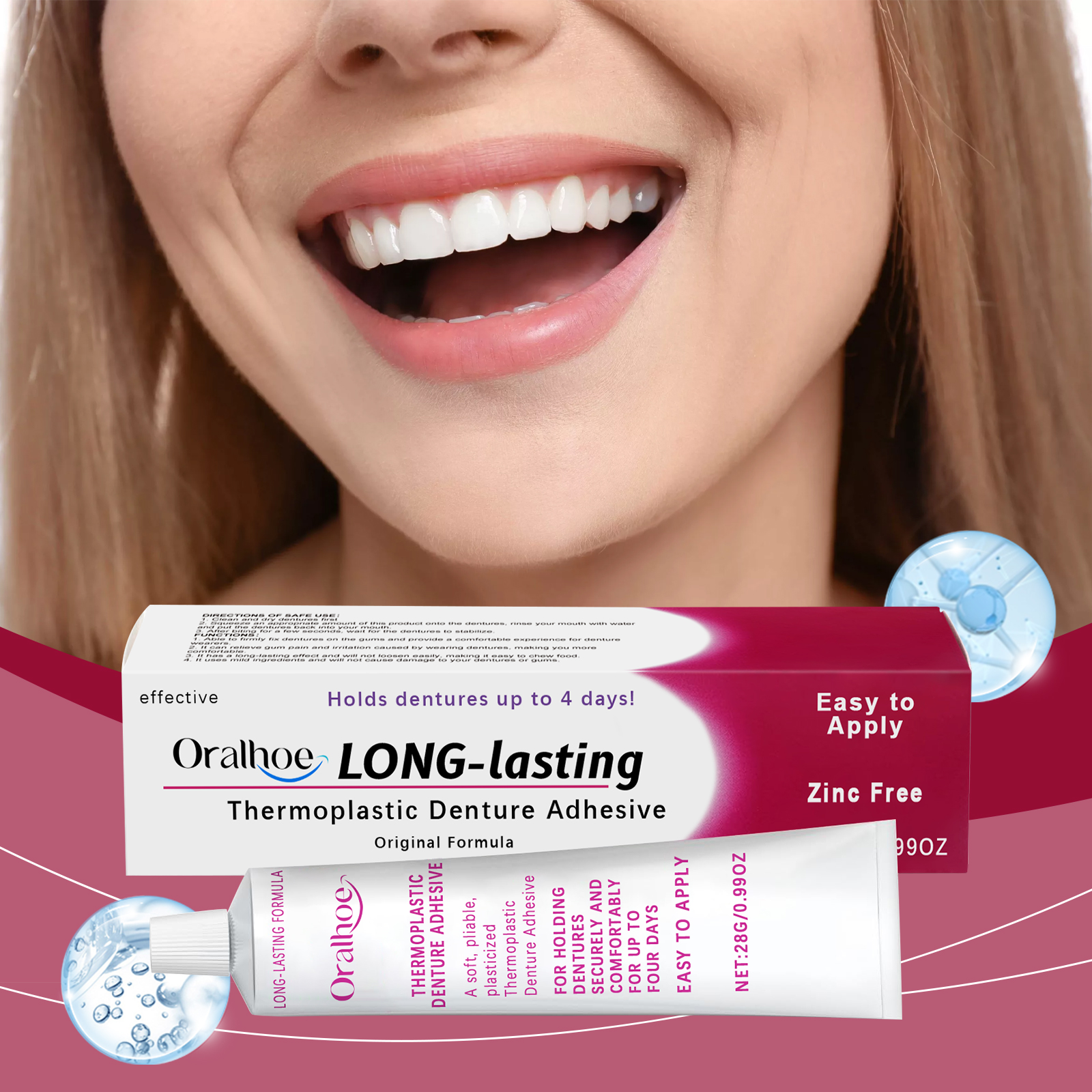 Denture Adhesive Fixes Dentures Improves Comfort For Cosmetic Dental False Teeth