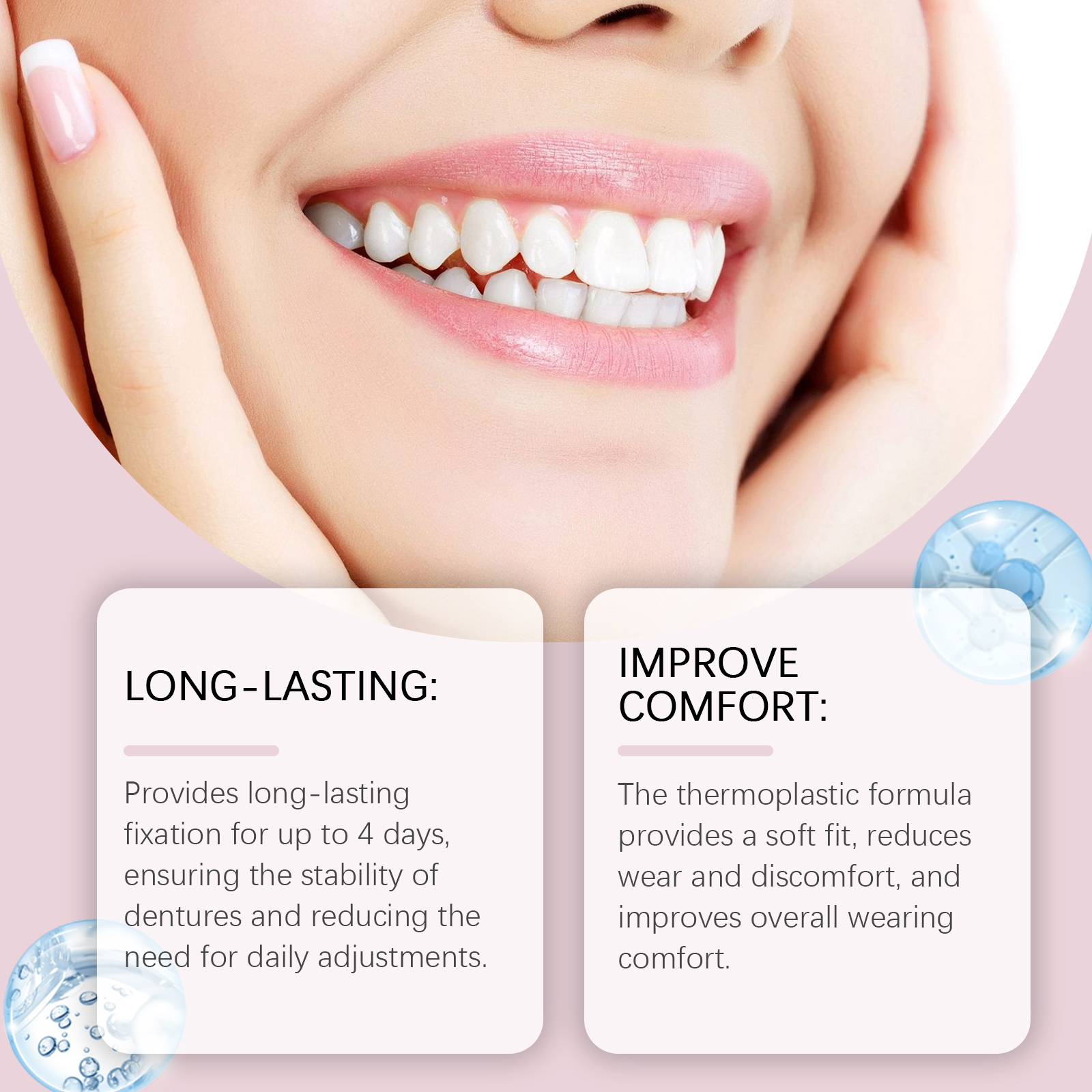 Denture Adhesive Fixes Dentures Improves Comfort For Cosmetic Dental False Teeth