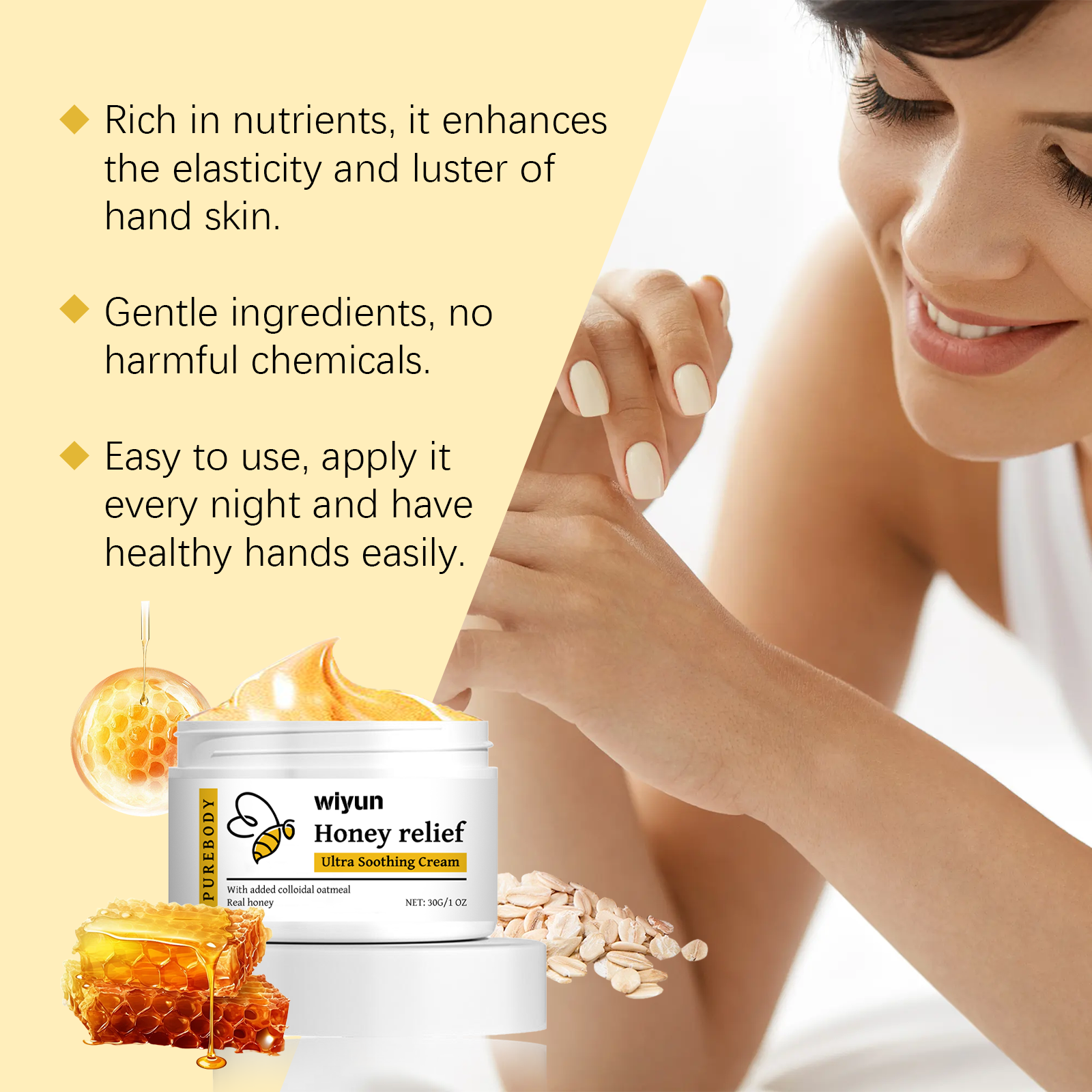 Honey Peel Off Hand Mask Gently Clean Dead Skin Repair Moisturize Nourish Soften Hand Foot Skin