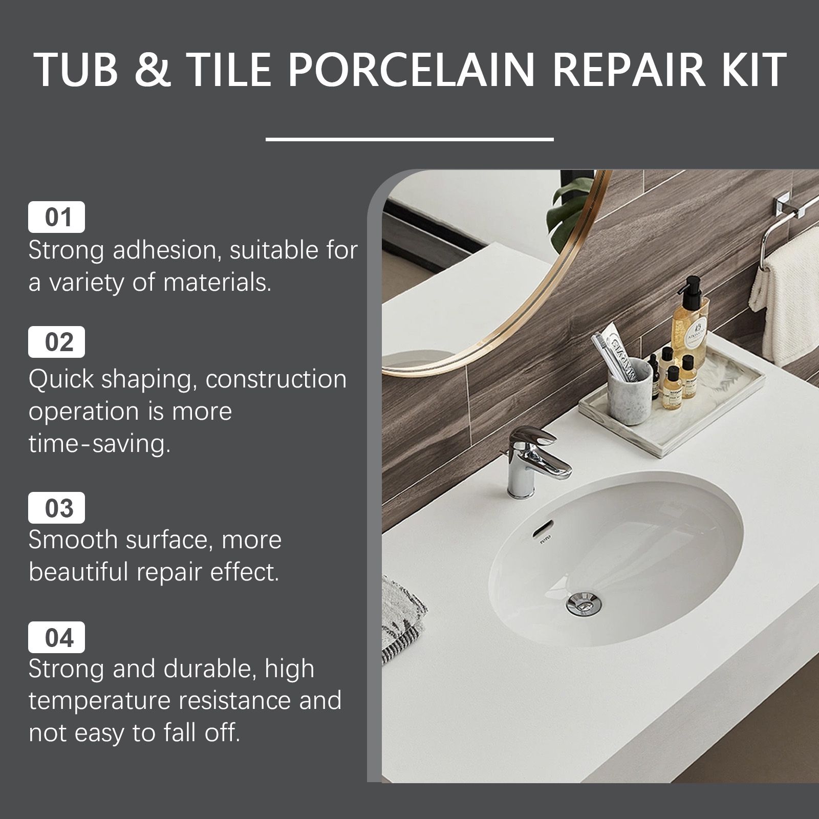 Ceramic And Porcelain Repair Kit With Epoxy Resin For Bathtub Sink And Tile Crack Repair