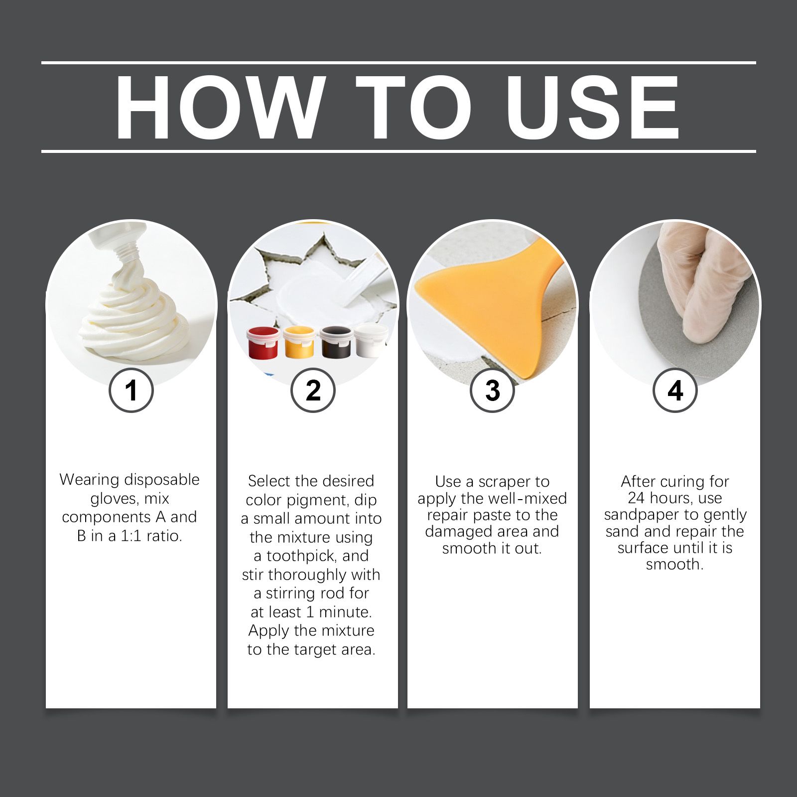 Ceramic And Porcelain Repair Kit With Epoxy Resin For Bathtub Sink And Tile Crack Repair