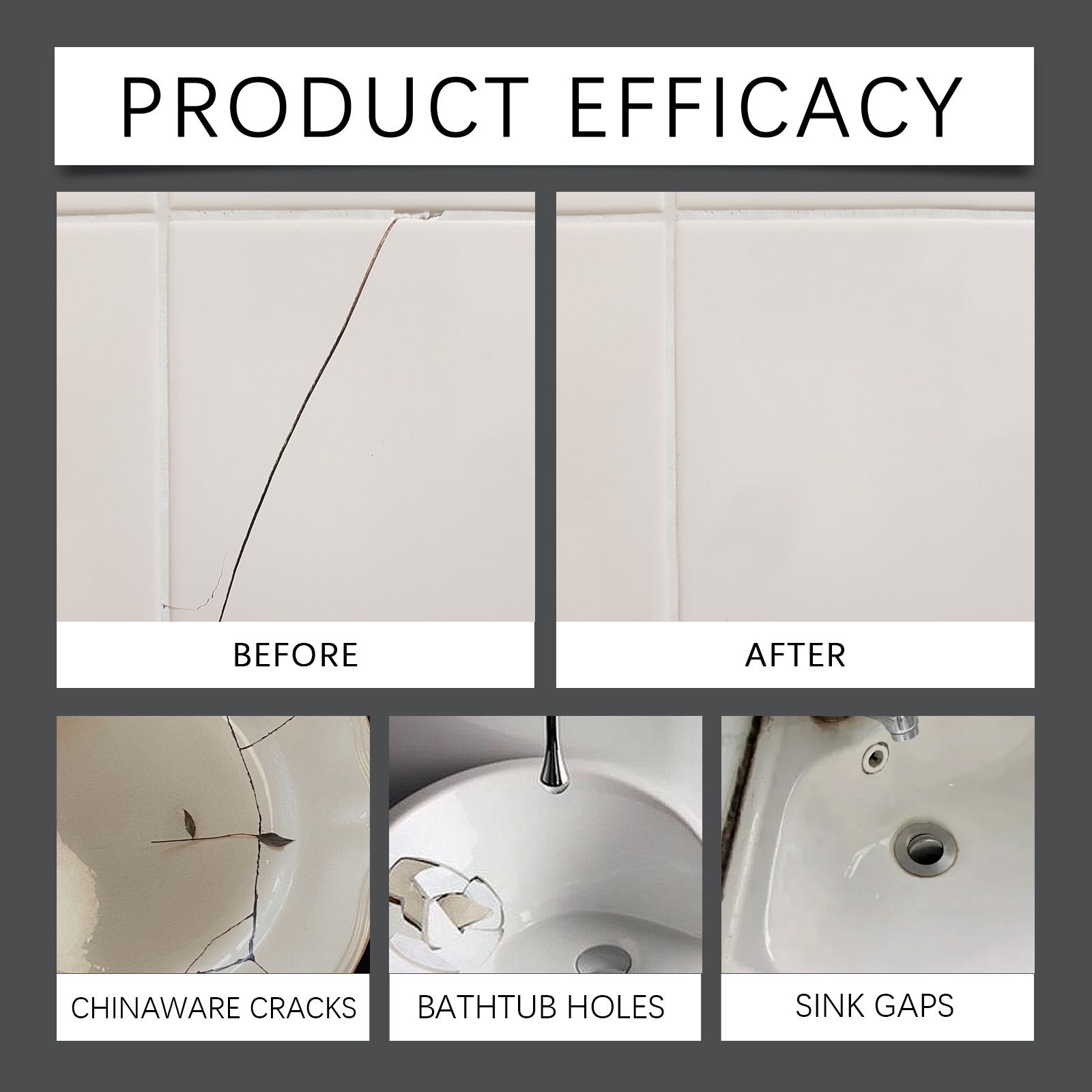 Ceramic And Porcelain Repair Kit With Epoxy Resin For Bathtub Sink And Tile Crack Repair