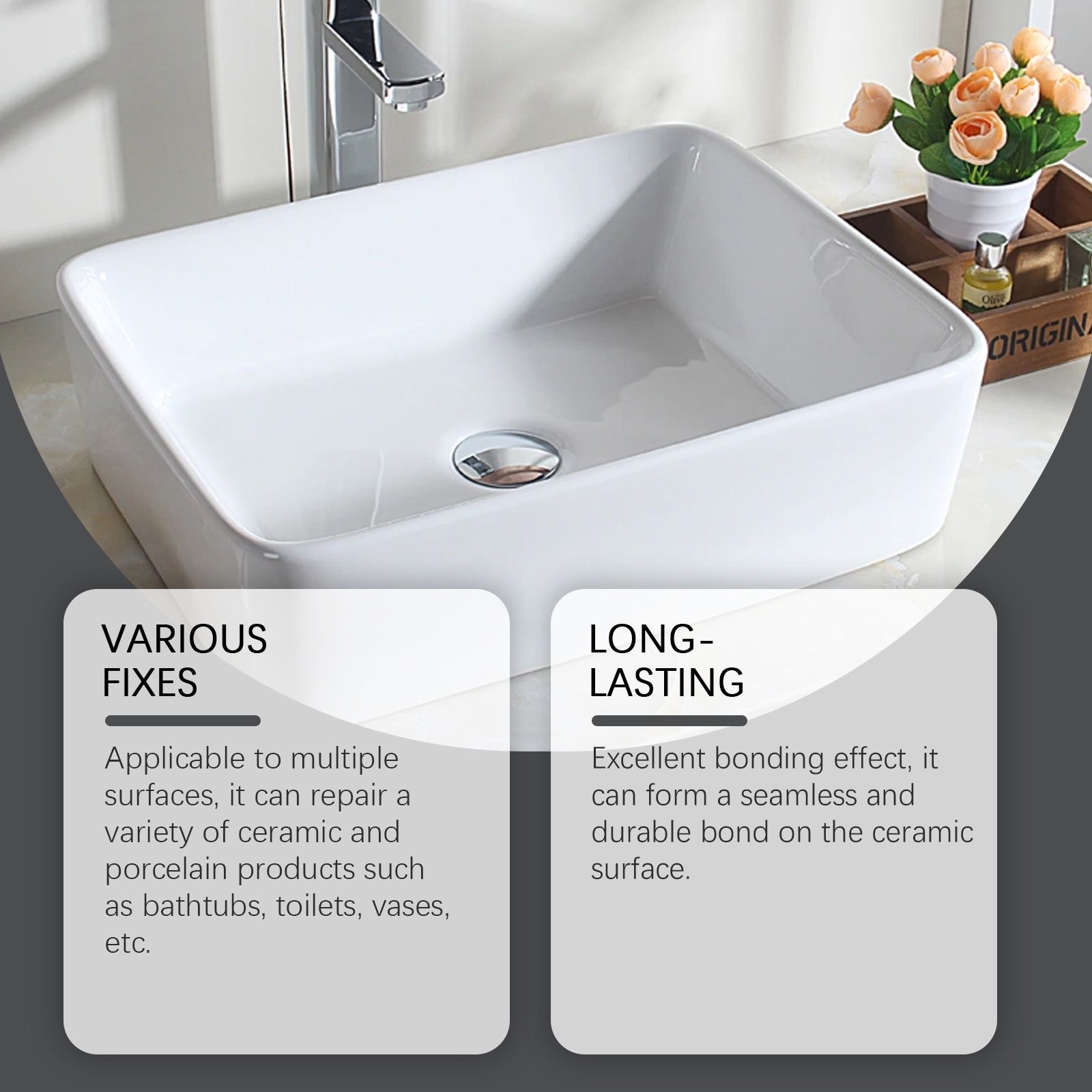 Ceramic And Porcelain Repair Kit With Epoxy Resin For Bathtub Sink And Tile Crack Repair