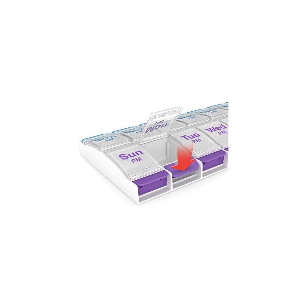 Pill Box, 7 Day Pill Organiser with Daily 2 Times a Day Compartments, Easy Open Dispense
