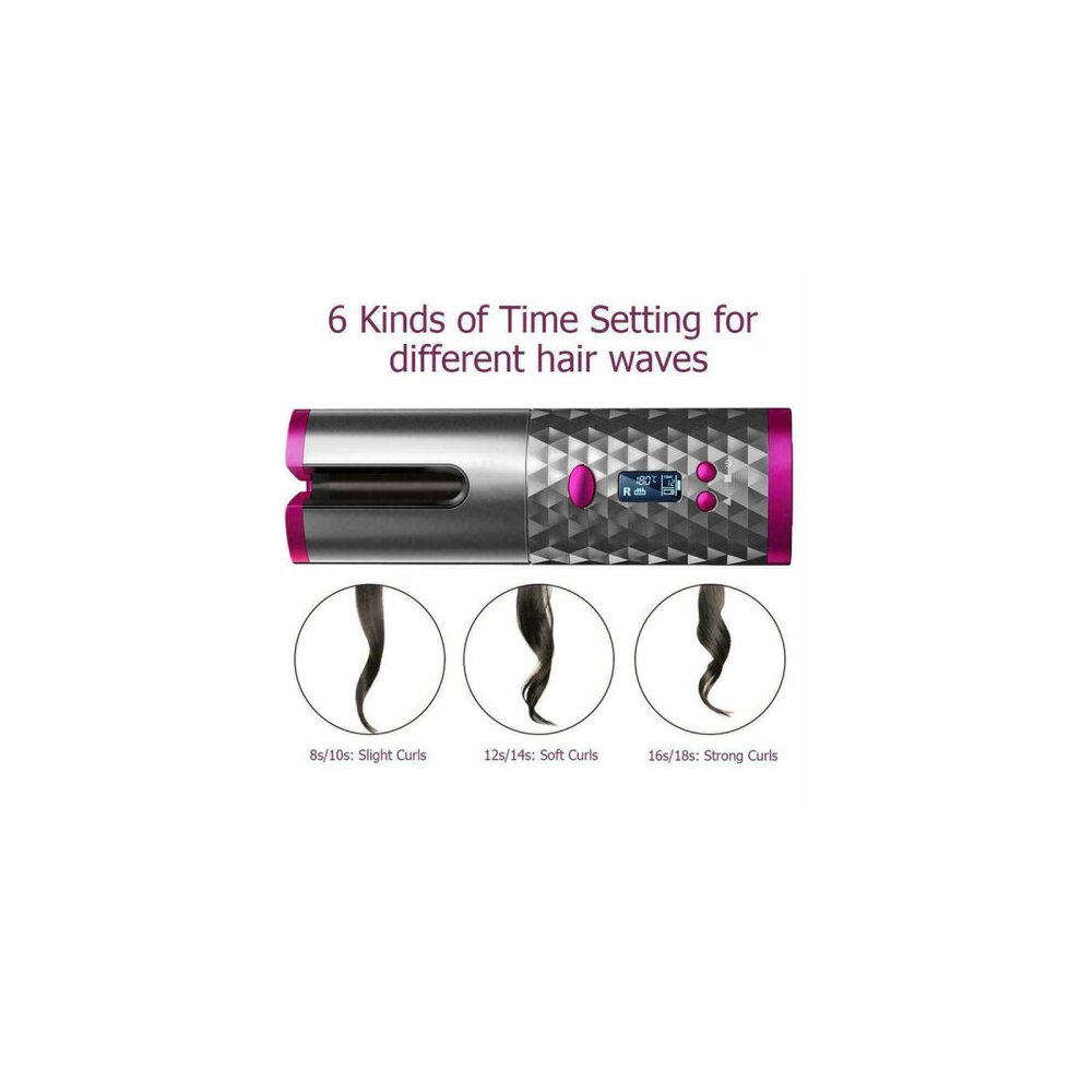 (Rose gold) Automatic Wireless Portable USB Charge Hair Curler