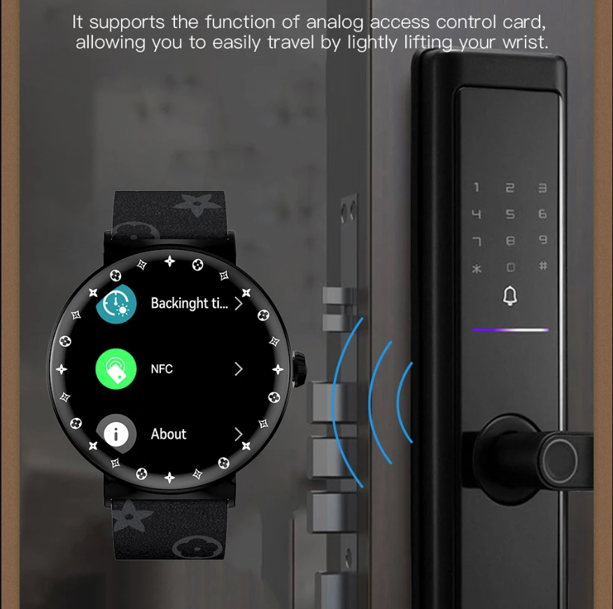 NFC Function Bluetooth Calls Music 1.28 Inch New Colorful Light Smart Watch Women
