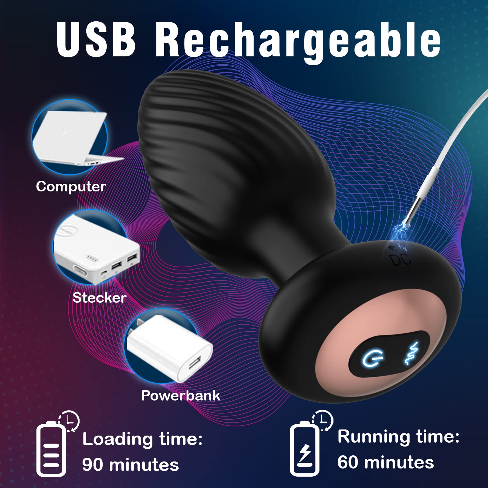 Anal Vibrators Sex Toys Anal Plug Prostate Massager Butt Plug G Spot Adult Masturbator Toys for Mens Couples Women Pleasure Remote Control with 7 Rotation and 7 Vibration
