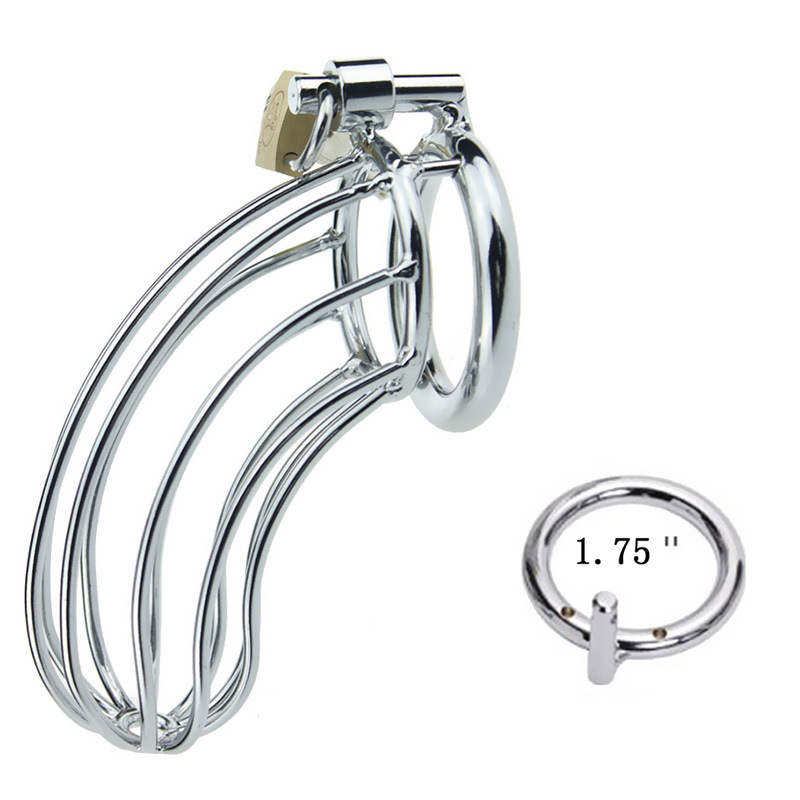(S) Male Stainless Steel Cock Cage Lockable Bondage Adult Sex Toys for SM Sex Game Men Penis Cock Ring Sleeve Lock Male Chastity Device