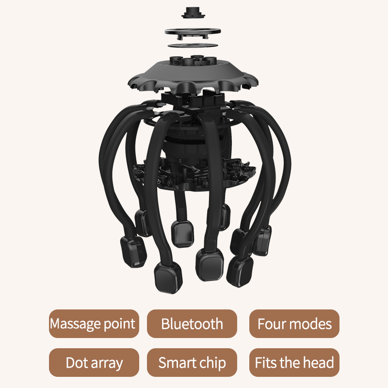 Electric Head Massager Octopus Scalp Massage Instrument With Bluetooth Music Vibration