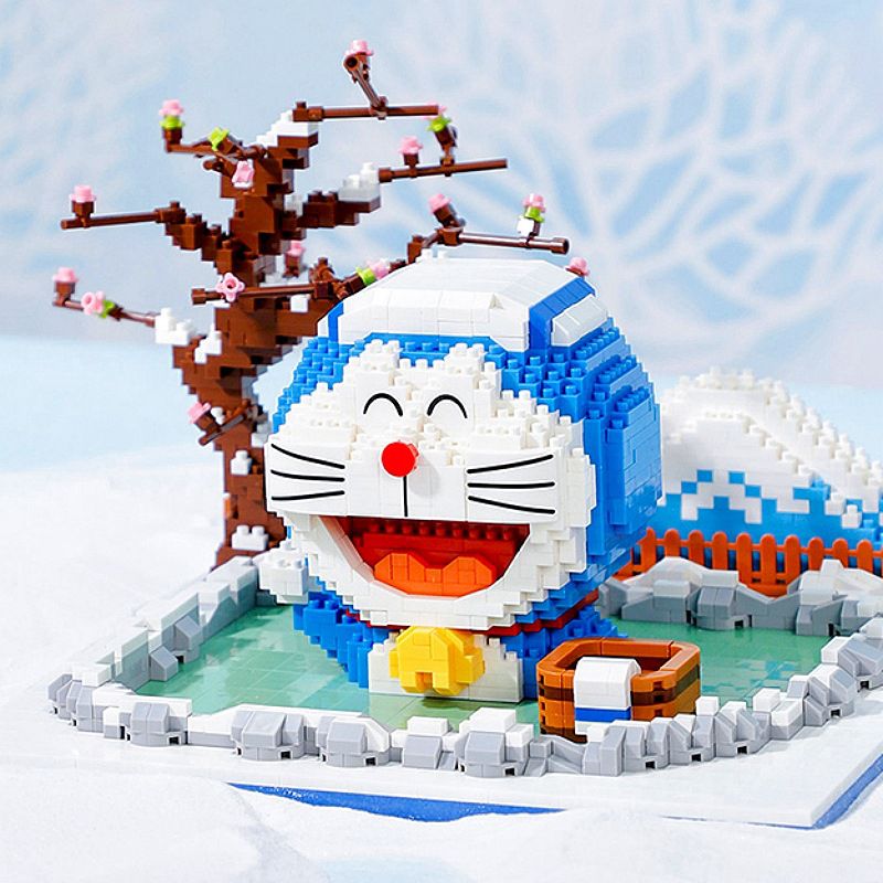 Doraemon Micro Building Blocks Creative Hot Spring Vacation 3D DIY Model Mini Brick Figure Toys For Children Gift