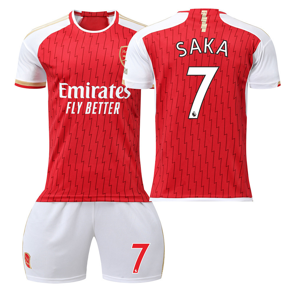 (Kids 16) 2023-2024 Arsenal Away No. 7 Saka Football Kits Tracksuit Children Soccer Uniform Set