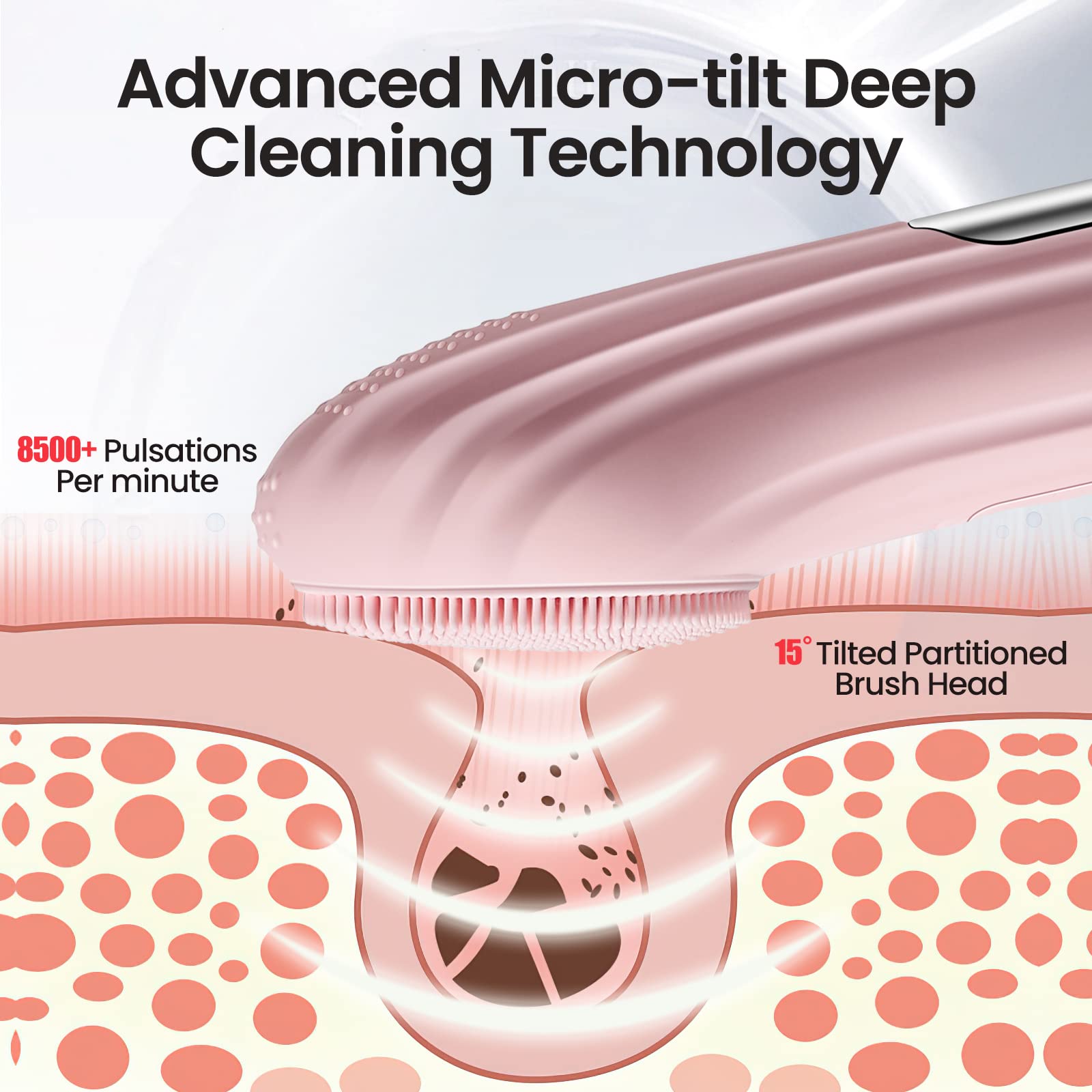 (Purple) Face Scrubber Silicone Electric Facial Cleansing Brush Skincare Tools with Magnet Charger for Deep Cleaning Gentle Exfoliating Massaging