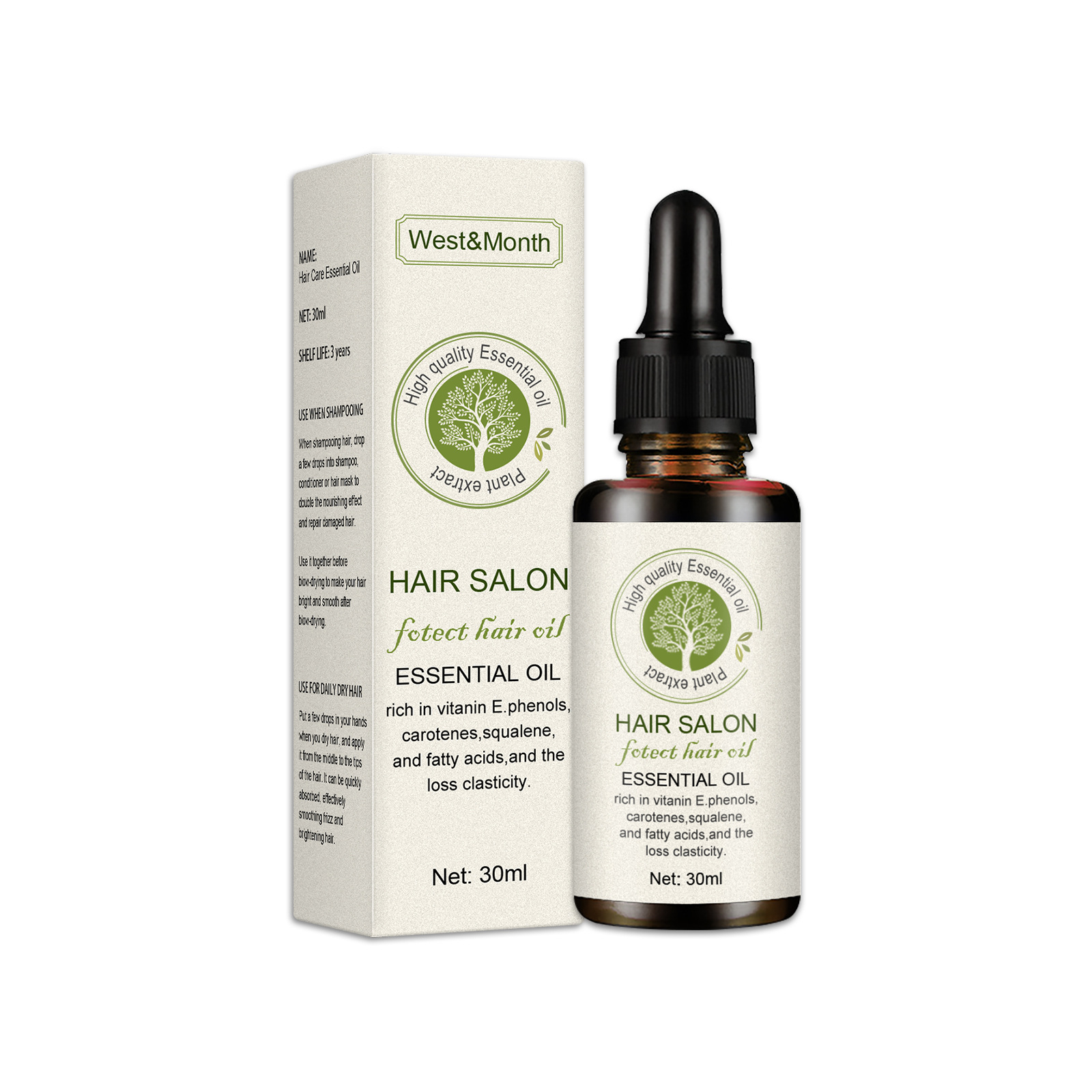 Hair Care Essential Oil Hair Treatment Serum Improve Dry Hair Prevent Frizz Split Ends and Repair Damage Hair 30ml