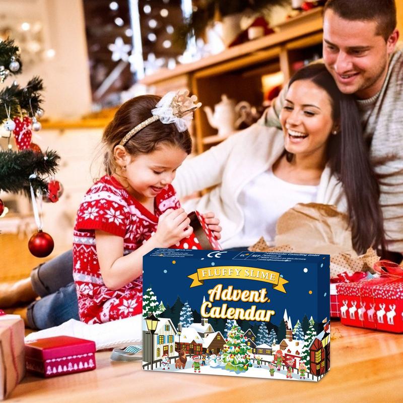 Christmas Advent Calendar 24PCS Christmas Countdown Calendar Toys Surprises Bind Box Holiday DIY Slime Gift Set Xmas Gifts for Kids
