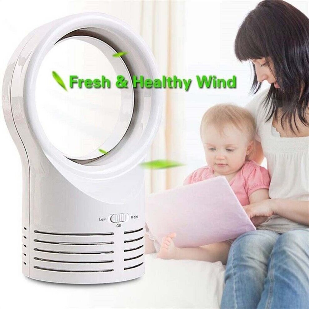 (White) Safety AirFlow Cooling Fan Portable Bladeless Fan