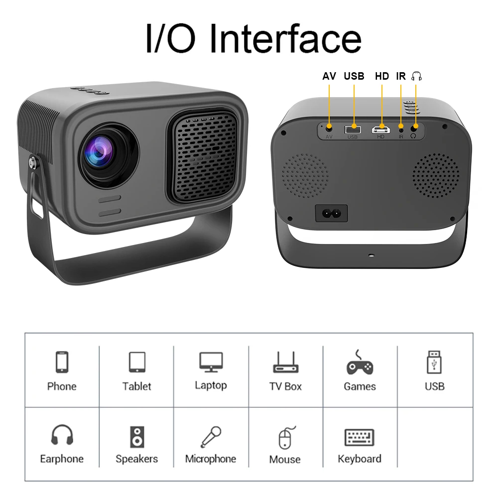 1080P Mini Projector WiFi Bluetooth Smart Home Theater Movie Android 9.0