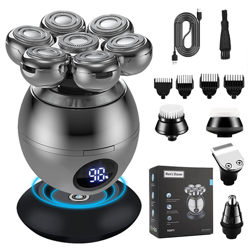 Head Shaver Electric Shavers for Bald Men Upgrade 6-in-1 Wet and Dry Rotary Head Razor for Balding Clippers Grooming Kit Wireless Charging Base