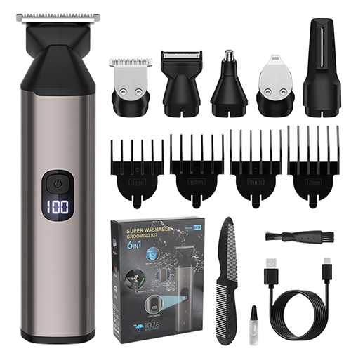 Beard Trimmer for Men Professional Hair Clipper Electric Razor Shaving for Mustache Body Nose Ear Hair Trimmer 6 in 1 Waterproof Cordless Grooming Kit