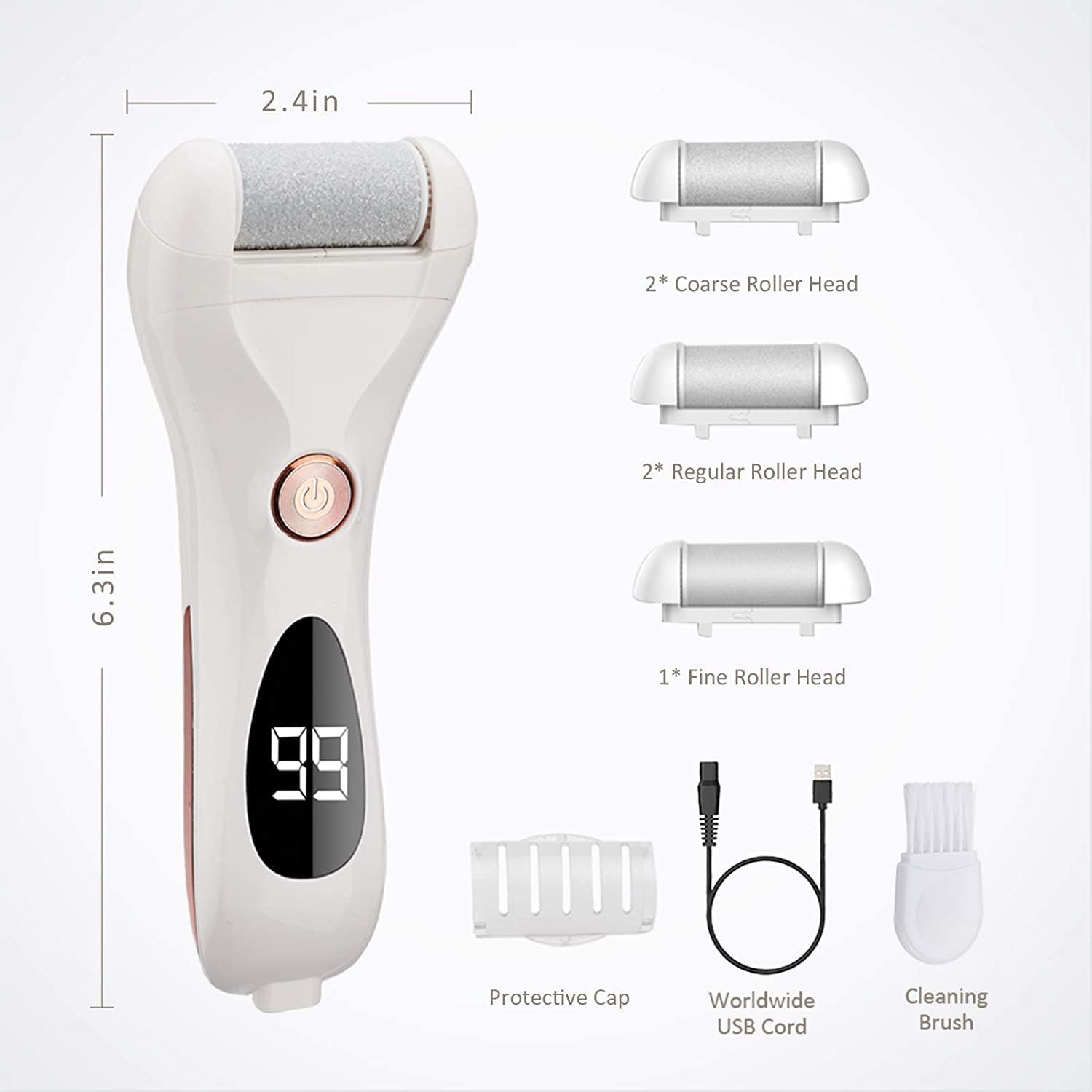 Electric Foot File Pedicure Remover Feet Hard Skin Shaver Rechargeable Waterproof Tools Foot Scrubber Pedicure kit for Cracked Heels and Dead Skin