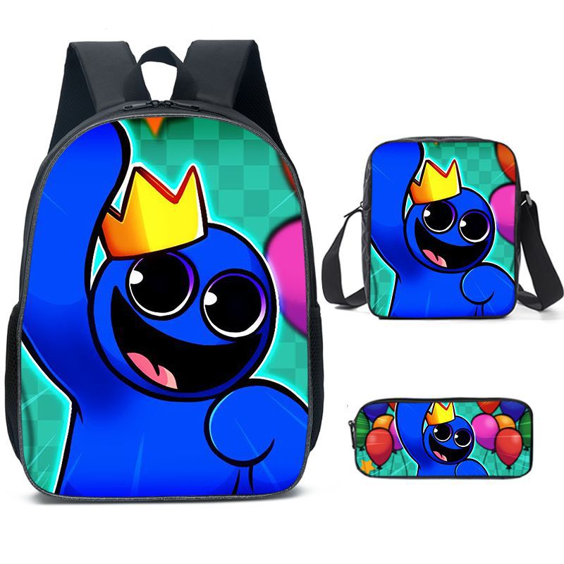 (Style A) 3PcsRoblox Rainbow Friends Backpack Set 3D Printed Friend Cartoon High Capacity Schoolbag Boy And Girl Schoolbag
