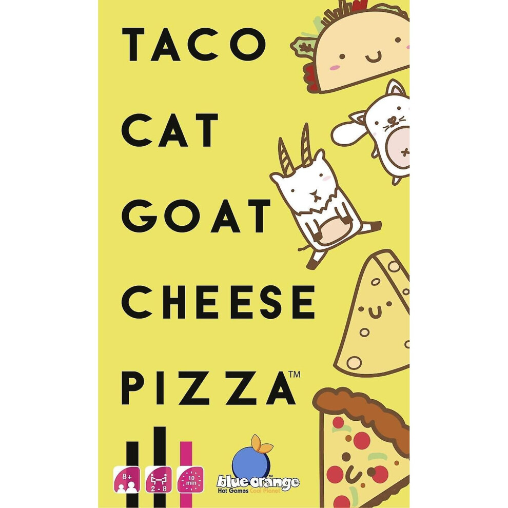 Blue Orange Taco Cat  Cheese Pizza |  Game |  8+ | 2-8  | 10-30 Minute Playing