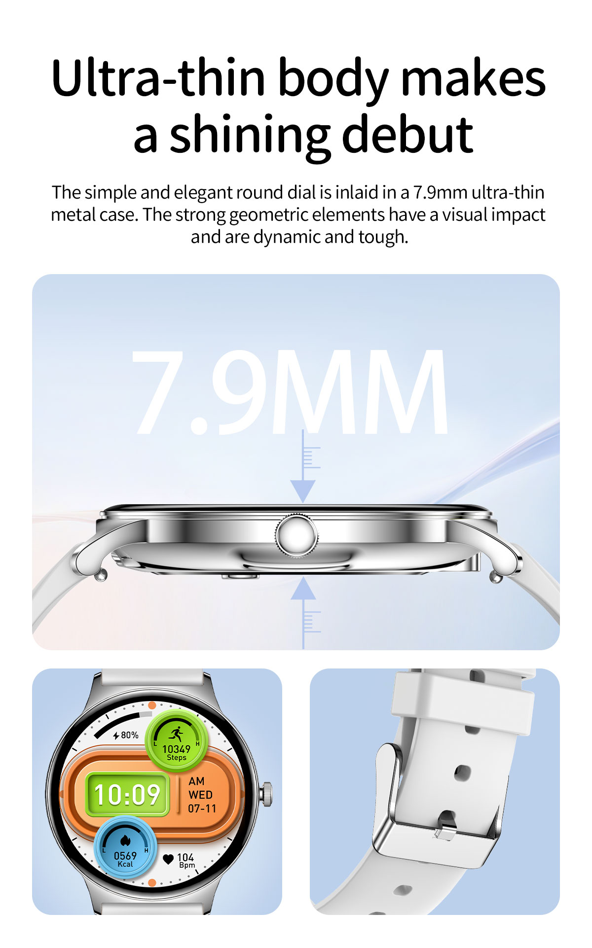 (Black Silicone	) Smart Watch Ladies AMOLED HD Screen Health Tracker Sports Bluetooth Call Heart Rate Blood Pressure Oxygen Monitor Smartwatch Women For iPhone Android