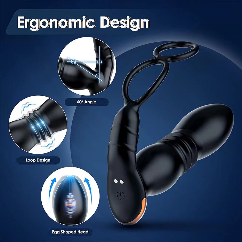 Anal Toys Cock Ring Male Sex Toys for Men Thrusting Prostate Massager Anal Plug Vibrator Stimulator Delay Ejaculation Lock Ring Anal Butt Plug Dildos