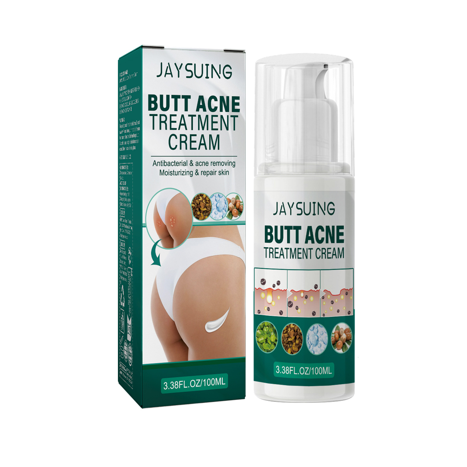 Jaysuing Butt Acne Treatment Cream Clearing Buttock Thigh Acne Bumps Dark Spots Moisturizing Smoothing Hydrating Body Care