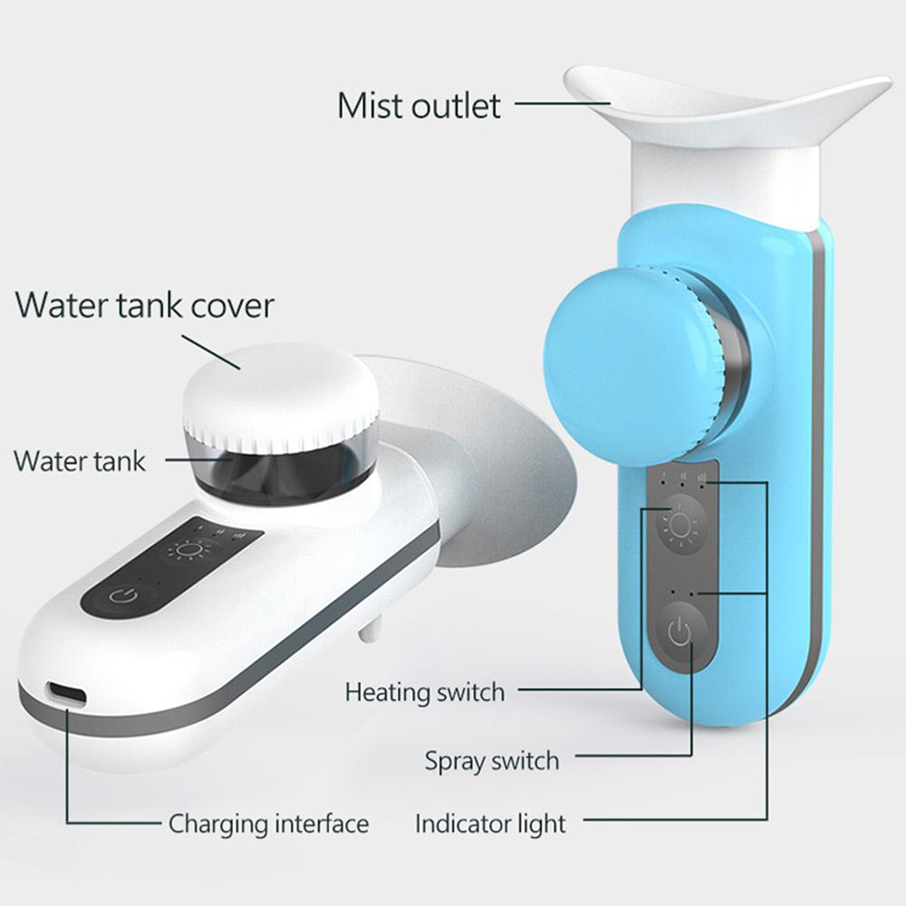 (Blue) Electric Nano Eye Steamer Sprayer Device Moisturizing Atomizer Water Hot Compress Eyes Soothing Massage Eye Washing SPA Humidifier Relieve Fatigue