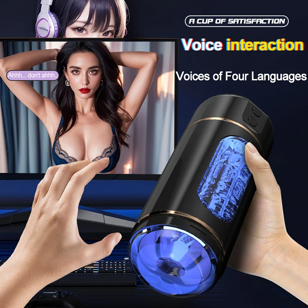 (Battery White) Automatic Male Masturbator Cup Stimulation Realistic Vagina Adult Pussy Toy with Vibrating Thrusting Sucking Pocket Sexual Adult Sex Toys Men Pleasure