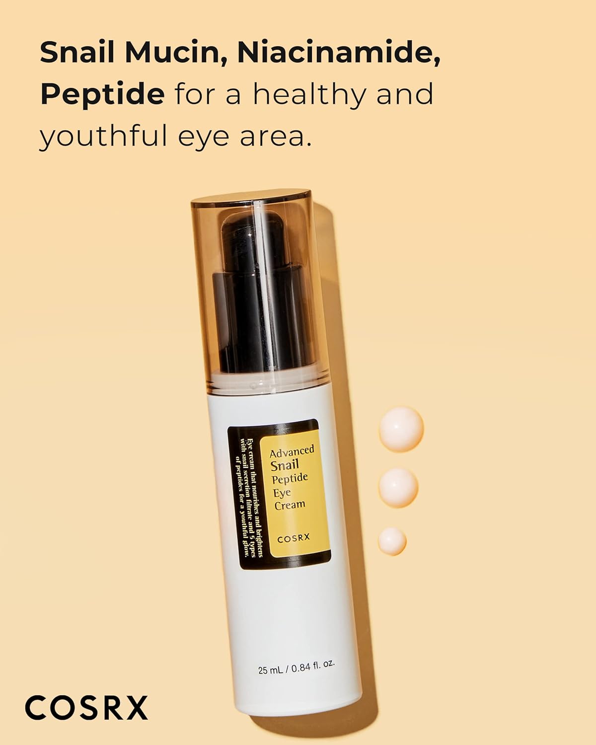 COSRX Advanced Snail Peptide Eye Cream with Snail Mucin Niacinamide 25ml Brightening Night Cream for Fine Lines Dark Circles Korean Skin Care