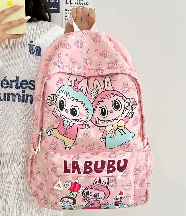 (Pink) Kids Cartoon School Backpack Durable Nylon Bag Lightweight Breathable