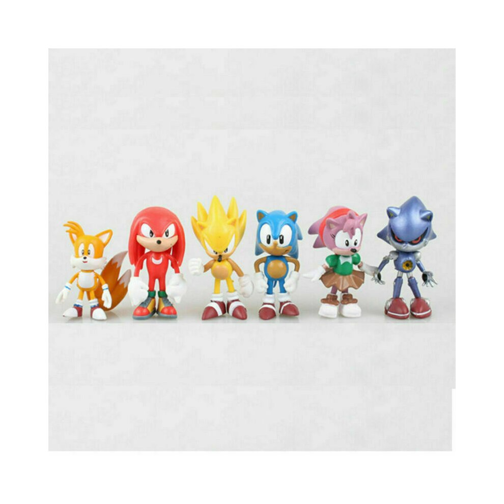 6PCS Sonic the Hedgehog Action Figure Cake Toper Birthday Gift Kids Toy