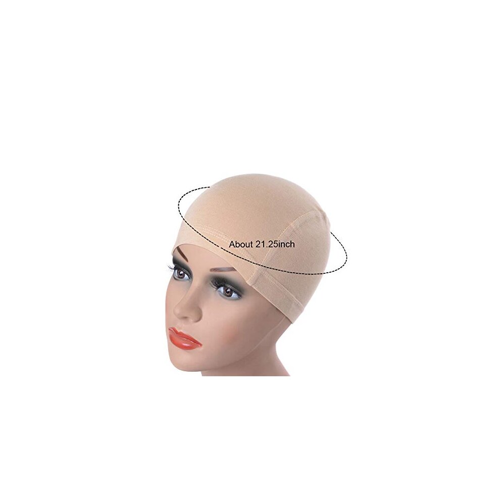 Bamboo Fiber Wig Cap Comfortable Elastic Wig Cap Wearing under Wigs (Beige)
