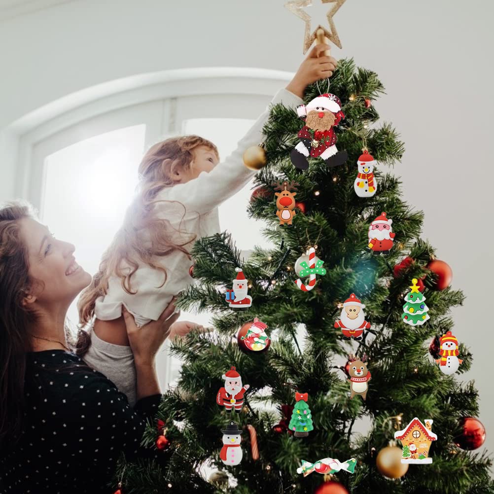 Christmas Advent Calendar 2022 Xmas 24 Days Countdown Christmas Tree Decorations Christmas Santa Elk Snowman Hanging Ornaments Pendants for Festive Holiday Surprises Gifts for Kids Girls Boy