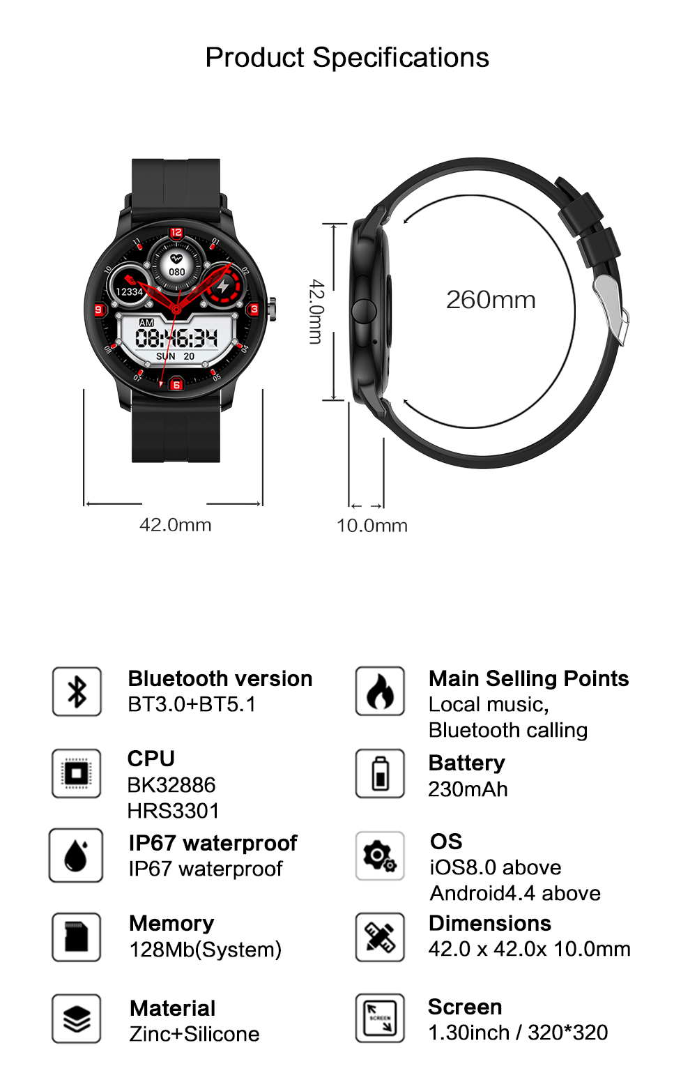 (Black) Bluetooth Call Smart Watches Motion monitoring Sports 2023 New Trend For Men Women