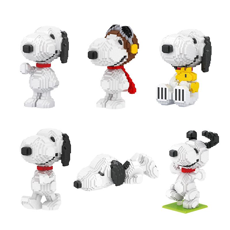 (Snoopy A) Creative Snoopy Anime Action Figures Building Blocks Micro Bricks Diy Assemble Toys For Children Gifts