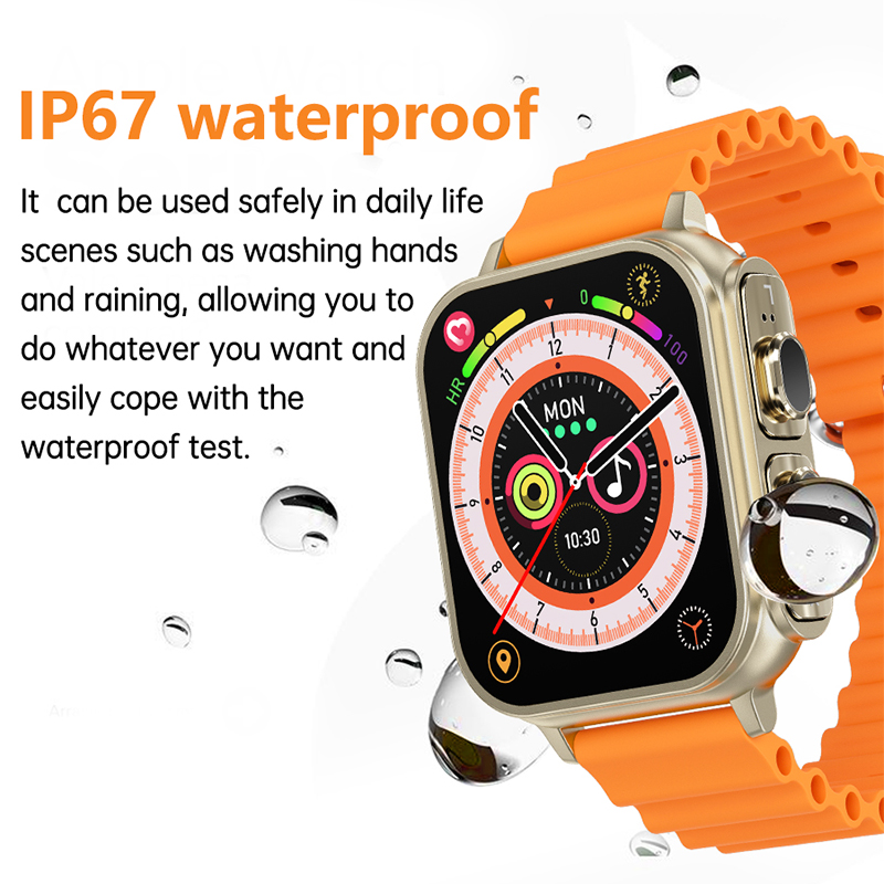(Black) Smart Watch with Bluetooth Earphone Smartwatch with Earbuds Sport Headphones Sport Fiteness Tracker Waterproof Bluetooth Call Blood Oxygen Monitoring