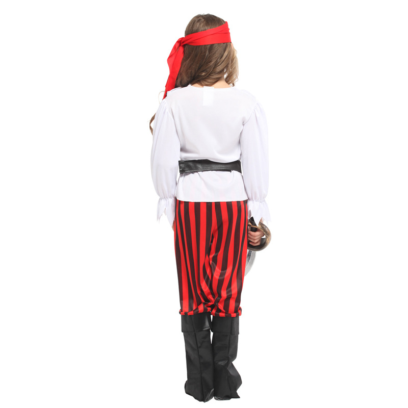 (120~130cm) Girls Pirate Shipmate Cutie Caribbean Buccaneer Fancy Dress Costume