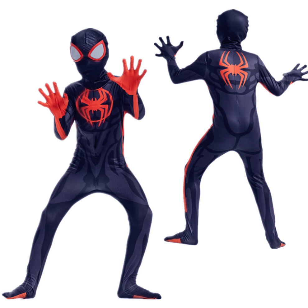 (3~4Years) Spider-Man Across The Spider-Verse Kids Cosplay Fancy Costume Spiderman Miles Morales Halloween Party Jumpsuit