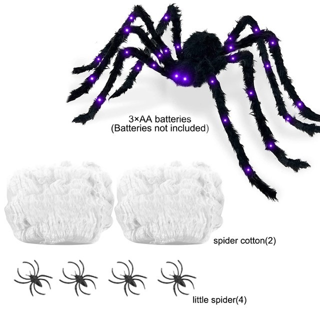 Halloween Spider Web Decorations Giant Halloween Large Hairy Spider Props Set for Outdoor Indoor Porch Party Decor