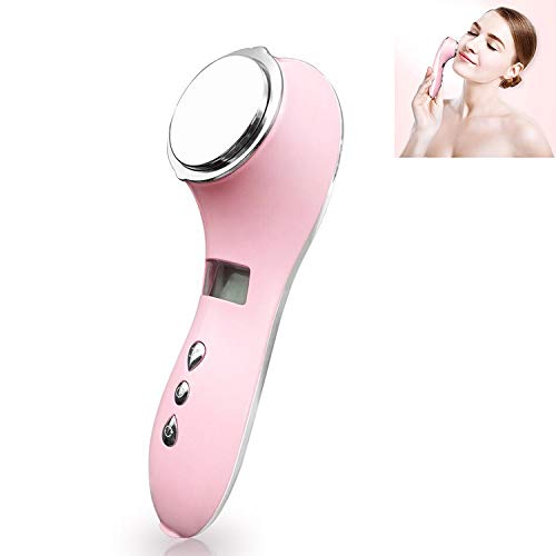 (Pink) Electric Bubble Blackhead Remover Pore Vacuum Face Cleaner Hot Compress Black Dots Extractor Blue Light Sterilization Skin Care Facial Cleaning