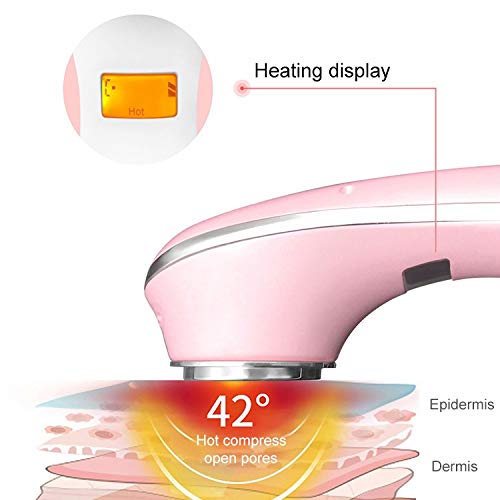 (Pink) Electric Bubble Blackhead Remover Pore Vacuum Face Cleaner Hot Compress Black Dots Extractor Blue Light Sterilization Skin Care Facial Cleaning