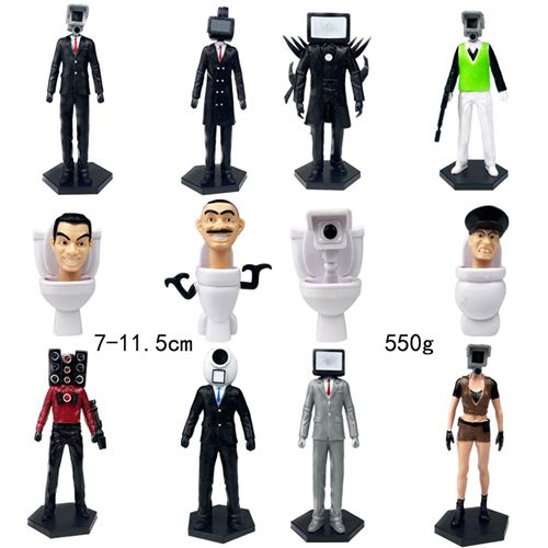 Skibidi Battle Action Figures Set Character Action Figure Model for Kids Birthday Party Cake Topper Halloween Parties Decoration
