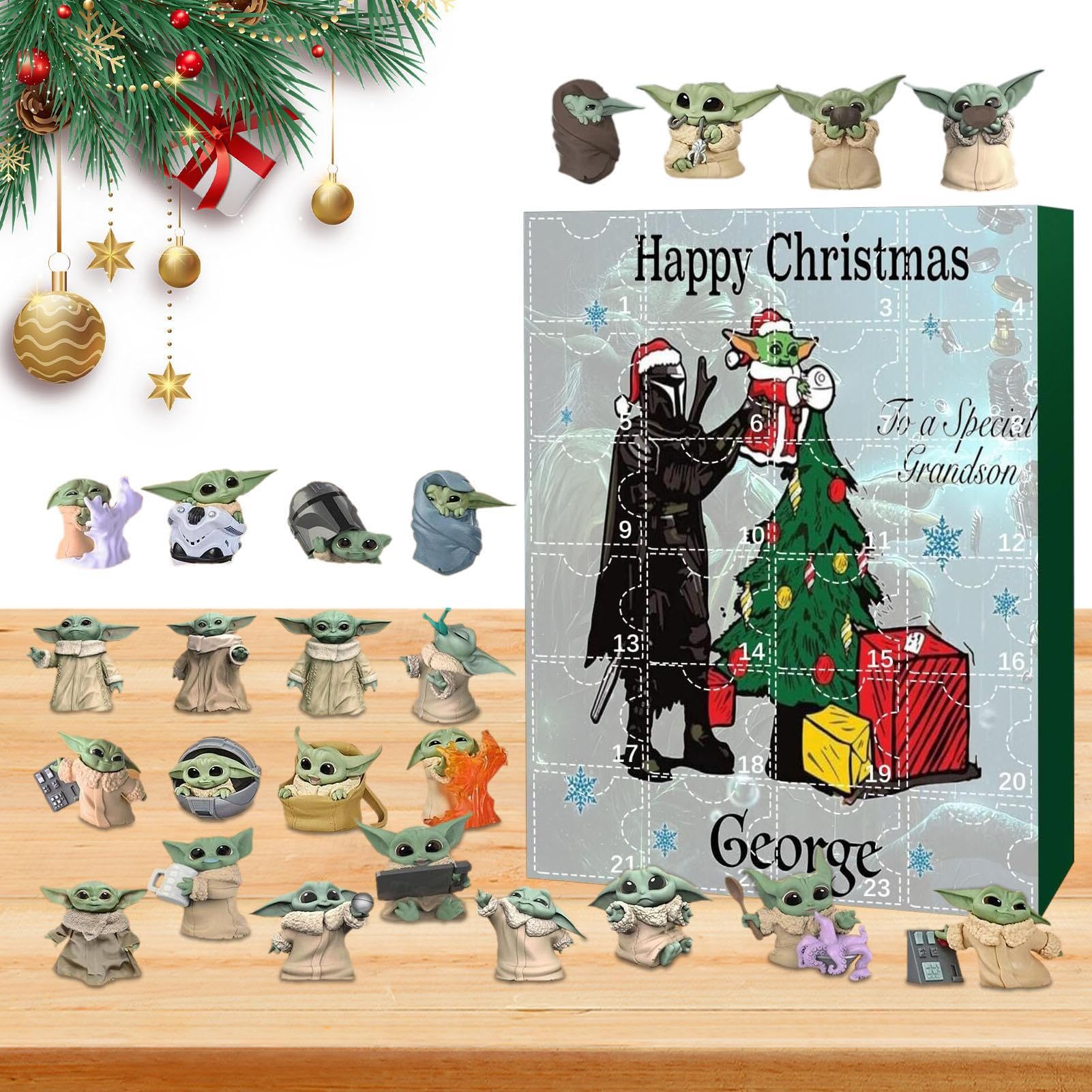 Christmas Advent Calendar Star Wars Mandalorian Baby Yoda Figures 24 Days Christmas Countdown Calendar Surprise Blind Box Creative Xmas Gift for Kids