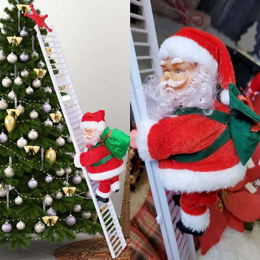 Electric Santa Claus Climbing Ladder Christmas Ornament Decorations Christmas Tree Indoor Outdoor Party Decor