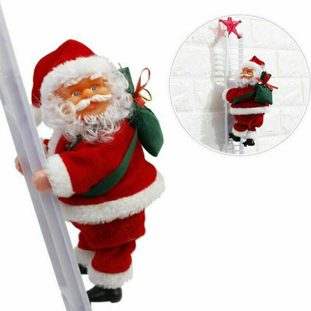 Electric Santa Claus Climbing Ladder Christmas Ornament Decorations Christmas Tree Indoor Outdoor Party Decor