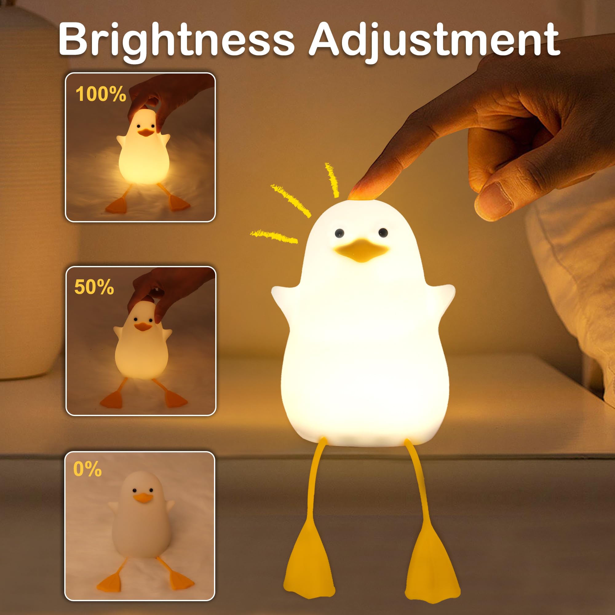 LED Night Light for Kids Cute Touch Silicone Nursery Lamp Dimmable Animal Portable Lamp with Warm Light for Women Bedroom Living Room Camping