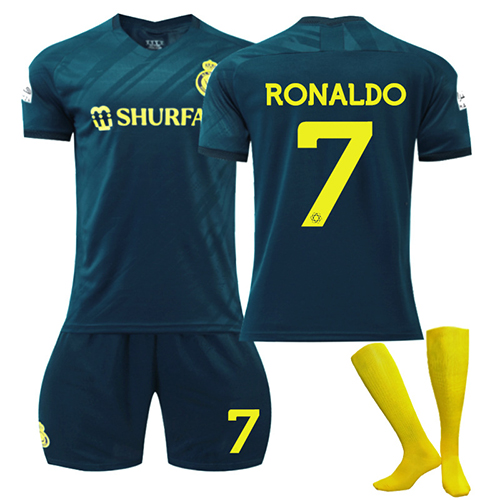 Al NASSR FC Jersey Kit for Kids 2022 2023 Home Away Soccer Jerseys Activewear Football Kits Boys Football Training Shirts Shorts Socks Sportswear Tracksuit